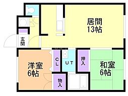 サンシャイン慶鶯 2LDKの間取図画像