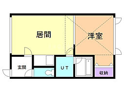 アーバンエステート浪花D 1LDKの間取図画像
