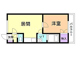 メゾンプティパラディ 1LDKの間取図画像