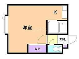 ブラウンカレッジカワサキ 1Kの間取図画像