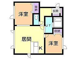 カーサ・ビバーチェ 2LDKの間取図画像