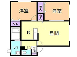 メゾンドショード 2LDKの間取図画像
