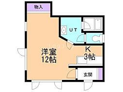 クレージュ 1Kの間取図画像