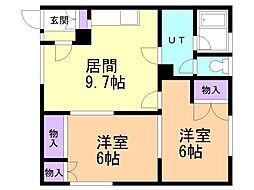 コーポ蘭 2DKの間取図画像