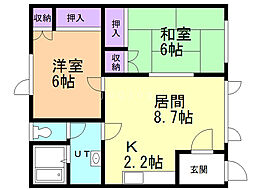コーポ鶴ヶ岱 2LDKの間取図画像