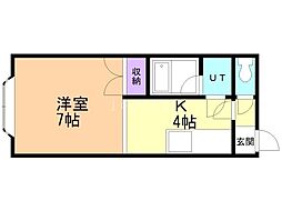 ランバーヒル 1Kの間取図画像