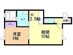 プレッツェルモカ 1LDKの間取図画像