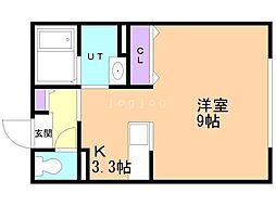 釧路市南大通8丁目アパート 1Kの間取図画像