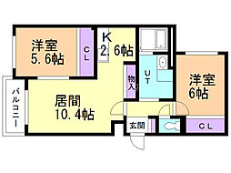 AbitaK 2LDKの間取図画像