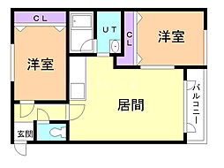 アップルハイツ 2LDKの間取図画像