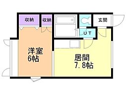 インペリアル花園 1DKの間取図画像