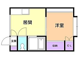 メモリアル・ハイツ 1DKの間取図画像