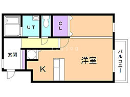 アビタパークサイド昭和中央 1Kの間取図画像
