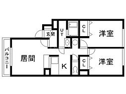 セレーノ壱番館 2LDKの間取図画像