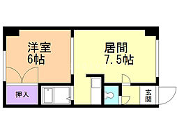 プレジデント城山 1DKの間取図画像