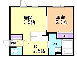 グレイス・ペルシュロン 1LDKの間取図画像