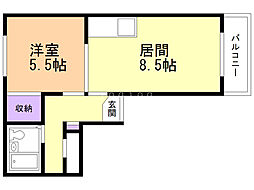 SOM3 1DKの間取図画像