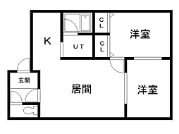 ハーバーサイドB 2LDKの間取図画像