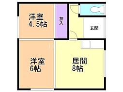 大沢マンション 2DKの間取図画像