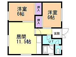わかばコーポ 2LDKの間取図画像