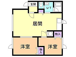 クレスト2 2LDKの間取図画像