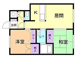 サンシャイン慶鶯 2LDKの間取図画像