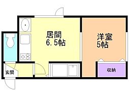Zゾーン 1DKの間取図画像