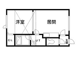 エステートINアヴァンセ 1DKの間取図画像