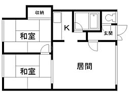 ステップハイツ 2LDKの間取図画像