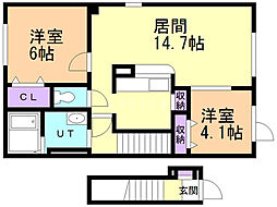 クレイトンアベニュー鳥取4 2LDKの間取図画像