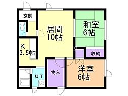 第2コーポ華園 2LDKの間取図画像