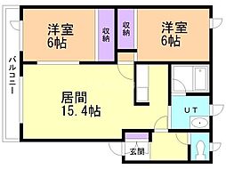 カレッジサイド 2LDKの間取図画像