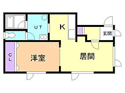 来人館3 1LDKの間取図画像