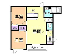 アビタ22フェライン鳥取 2LDKの間取図画像