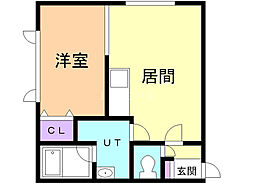 アーバンエステート昭和 1LDKの間取図画像
