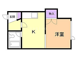 グランポート芦野 1DKの間取図画像