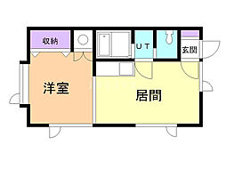 セントラルハイツ 1DKの間取図画像