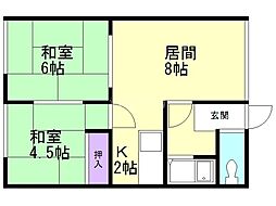 森マンション 2LDKの間取図画像