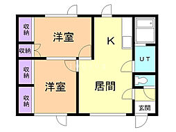 サニーコーポ2 2LDKの間取図画像