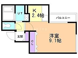 グレイスレクシア 1Kの間取図画像