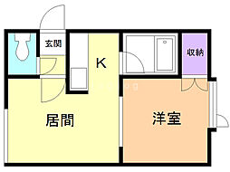 コーポ文苑 1DKの間取図画像
