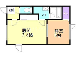 シャレーヌ 1DKの間取図画像
