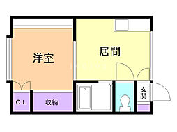 メモリアル・ハイツ 1DKの間取図画像