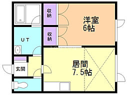 サンライズ 1DKの間取図画像