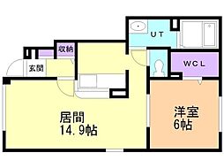 フォンターナ 1LDKの間取図画像