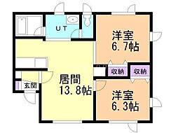 メゾンKR1 2LDKの間取図画像