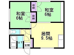 増田マンション 2DKの間取図画像