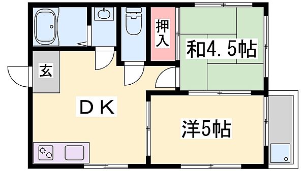 マンション浜崎 302｜兵庫県神戸市兵庫区浜崎通(賃貸マンション2DK・3階・35.19㎡)の写真 その2