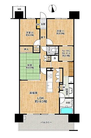 間取り ルネ・アクシアム 13階/-