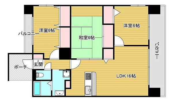 コアシティ心斎橋東 1002｜大阪府大阪市中央区島之内2丁目(賃貸マンション3LDK・10階・68.99㎡)の写真 その2